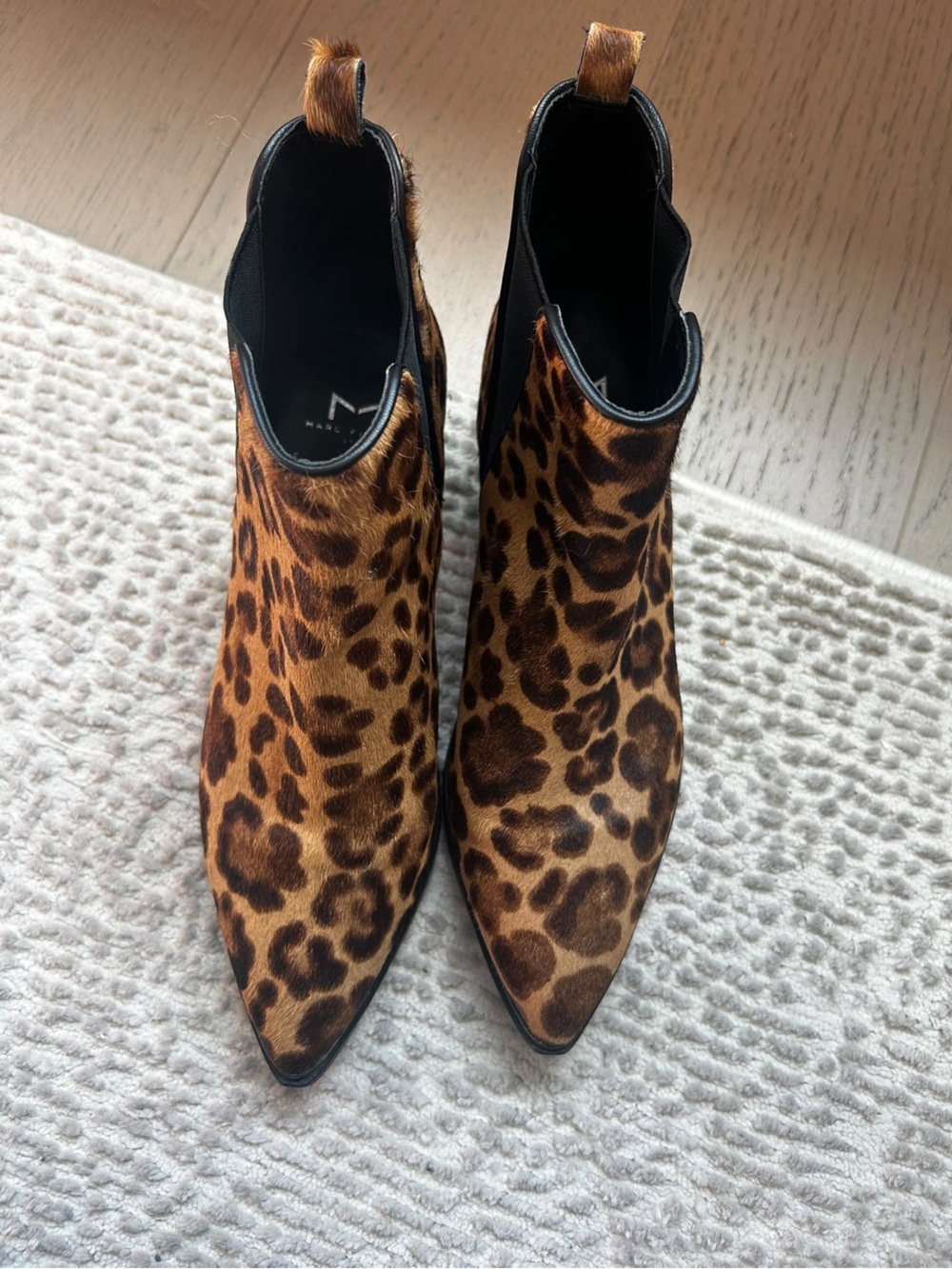 Marc Fisher Leopard Print Chelsea Booties - Brown and Black